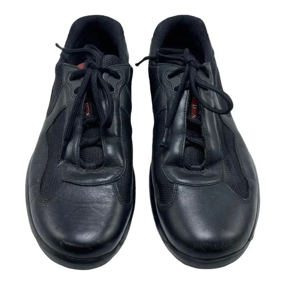 Prada Americas cup black leather mesh sneaker casual shoe size 11 - Picture 4 of 10